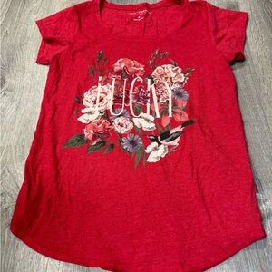 lucky brand womens tops short sleeve Shirt Floral Flowers